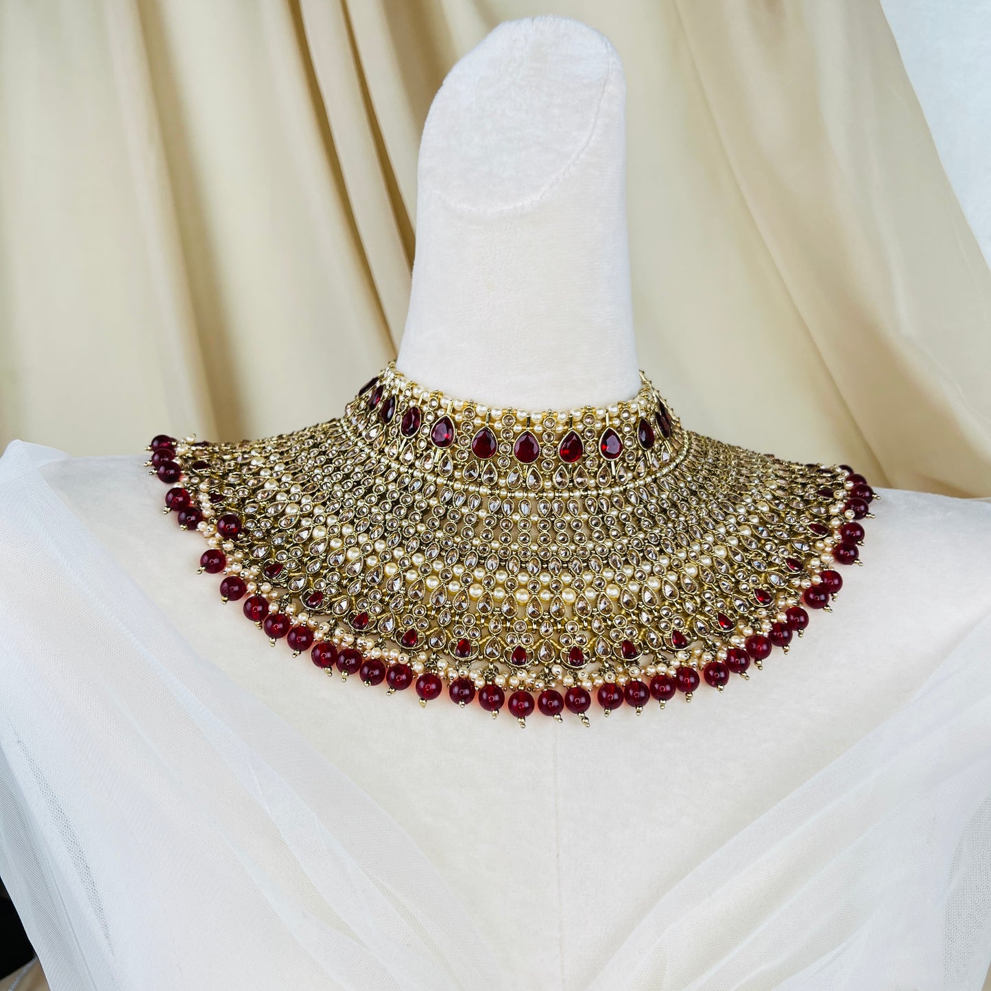 Large Semi Bridal Choker Bib Set