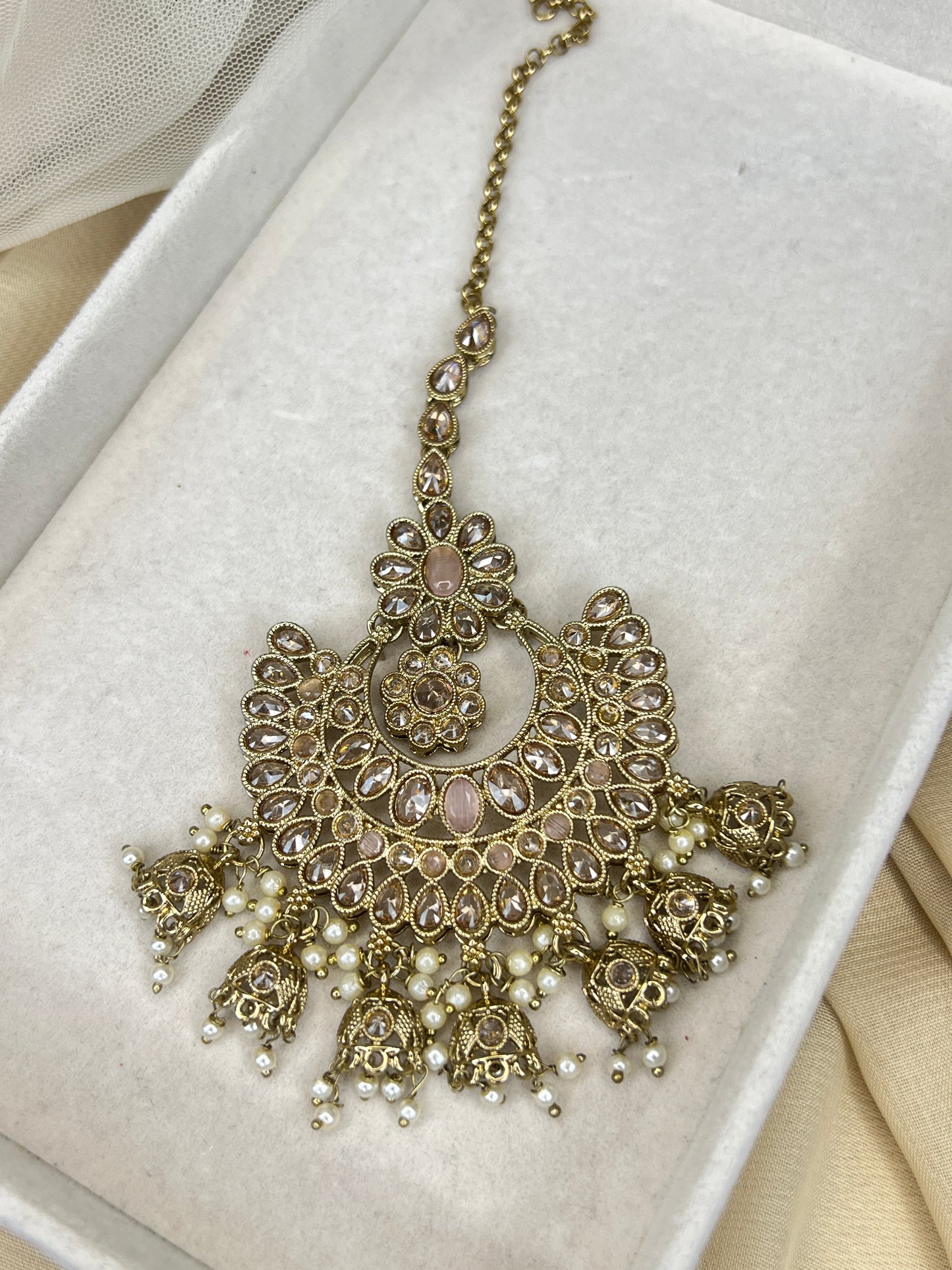 Large Semi Bridal Bib Jhumka Necklace Set