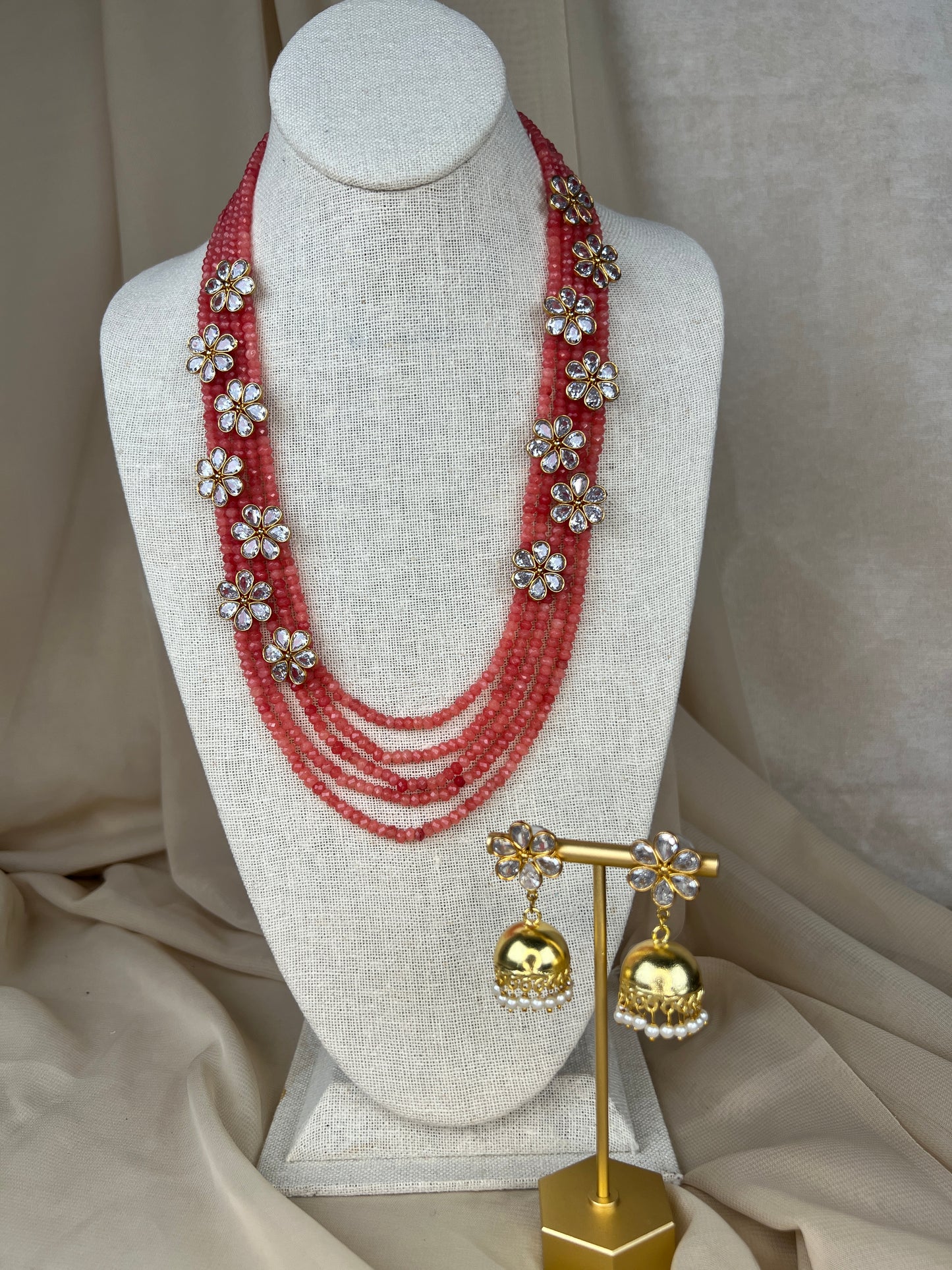 Flower Bead Layered Necklace Mala | Haar