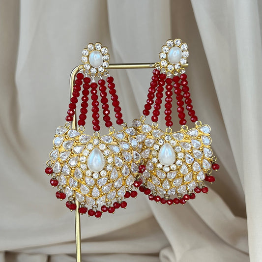 Maroon Chandalier Earrings