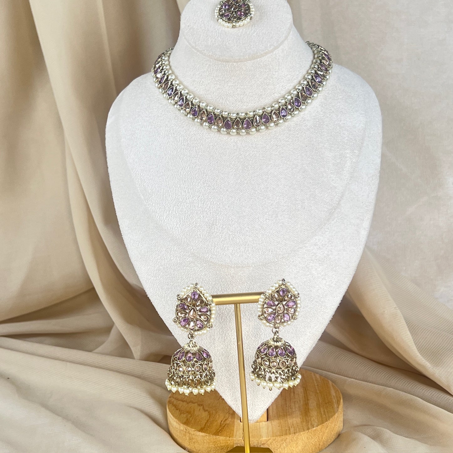 Dainty Necklace | Choker set w/Jhumka Earrings