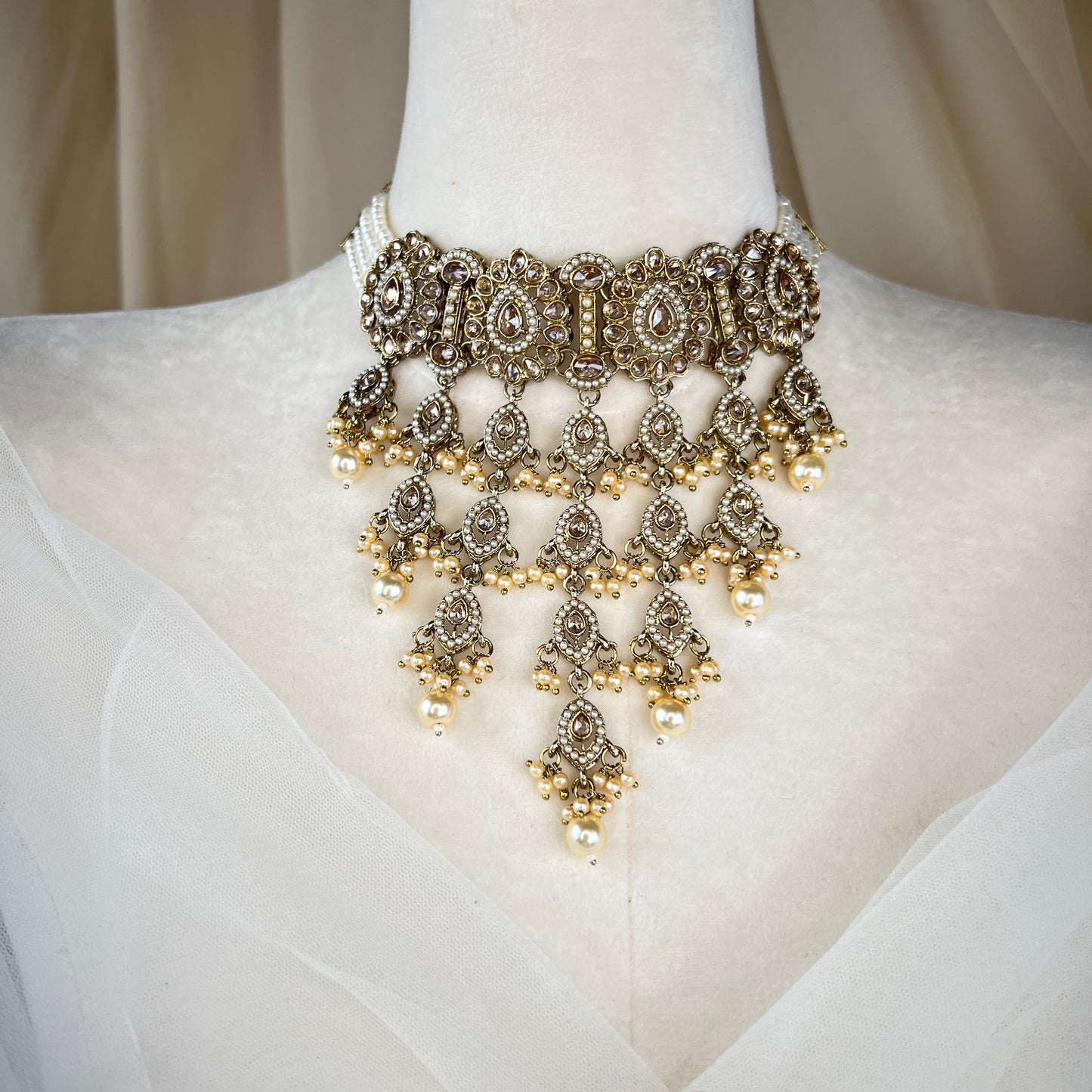 Waterfall Pearl Choker Set