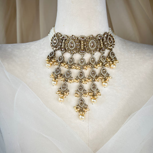 Waterfall Pearl Choker Set