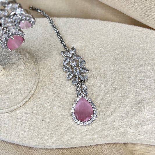 American Diamond | Pink & White Tikka Set