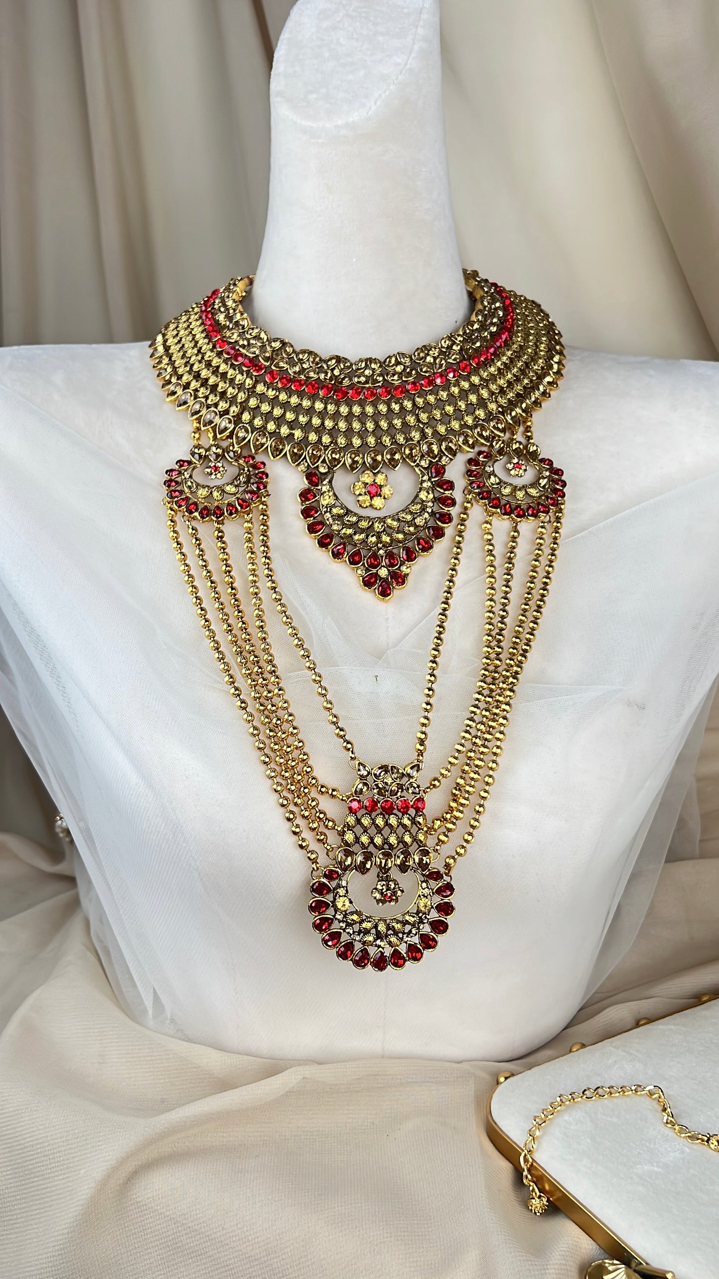Traditional Gold and Red Bridal Set