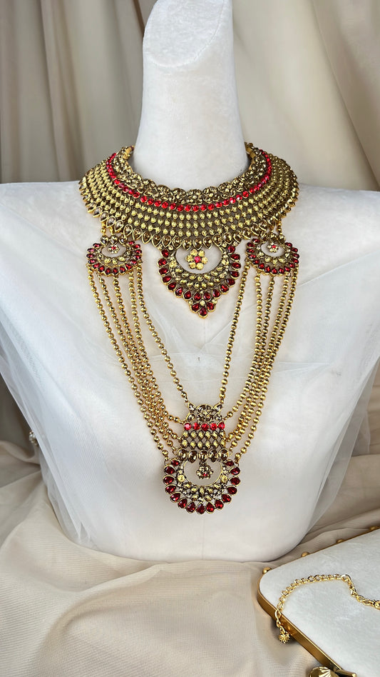 Traditional Gold and Red Bridal Set