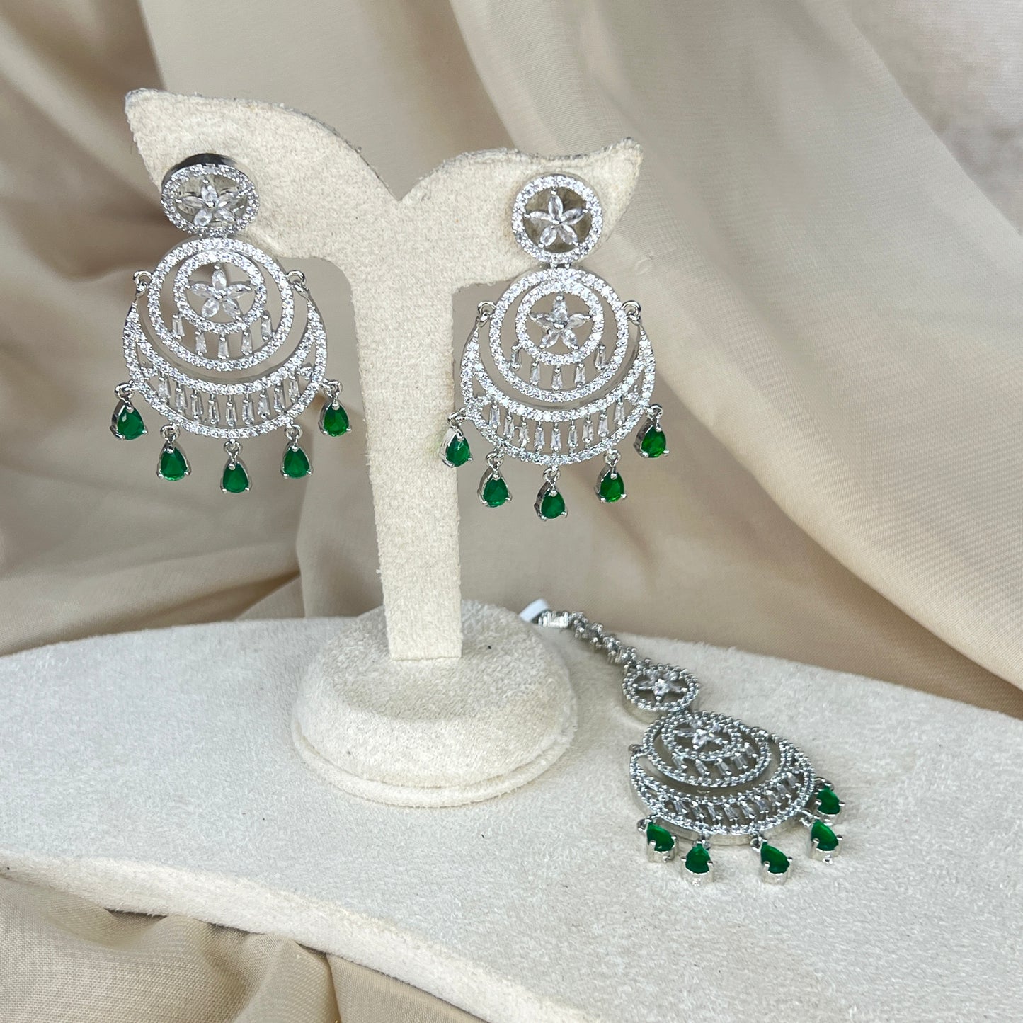 American Diamond | AD | Earring and Tikka Set