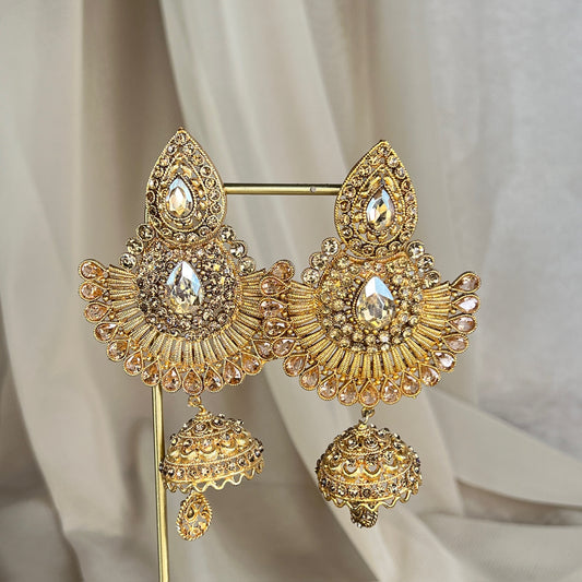 Statement Gold Jhumka Earrings