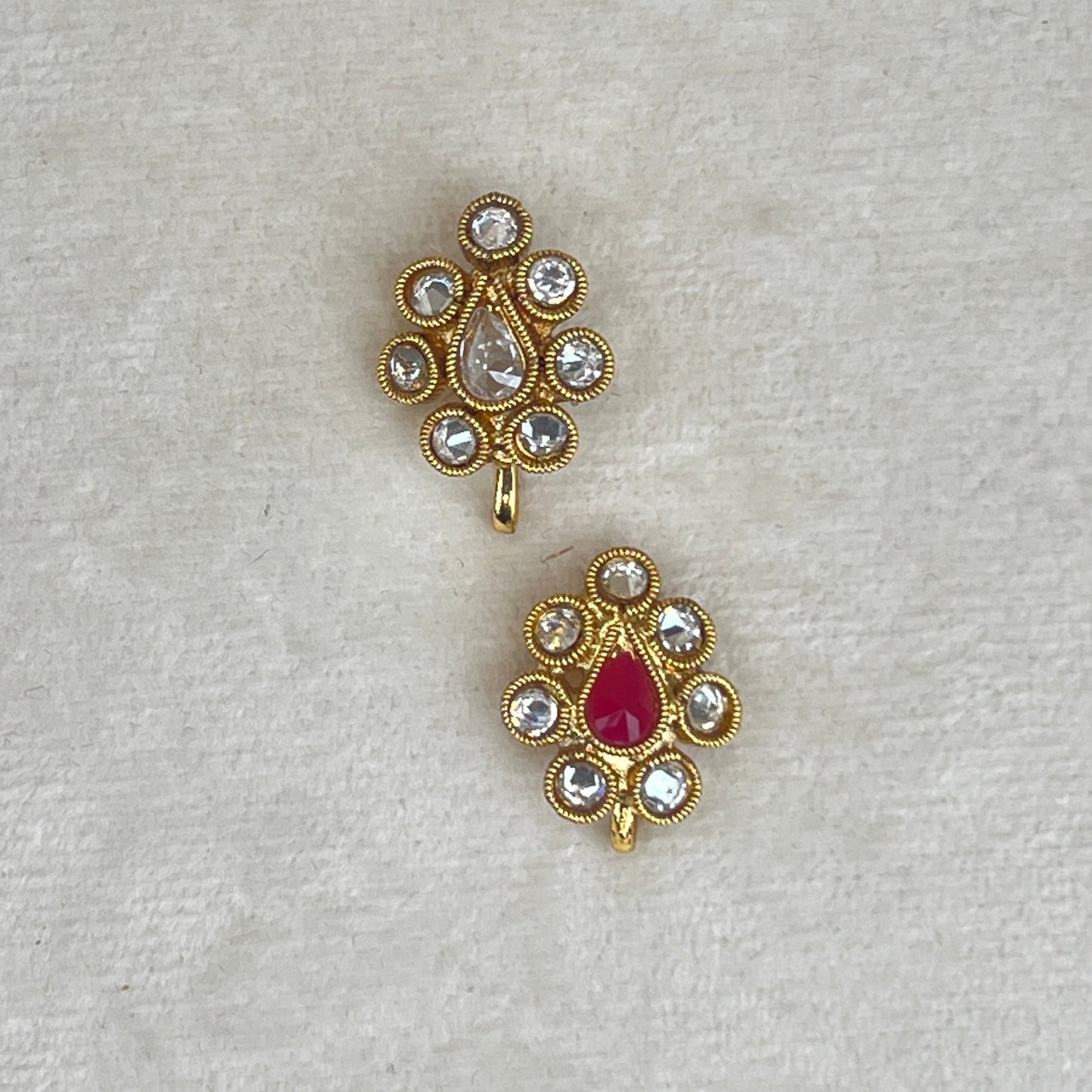Kundan Clip On Nose Pin