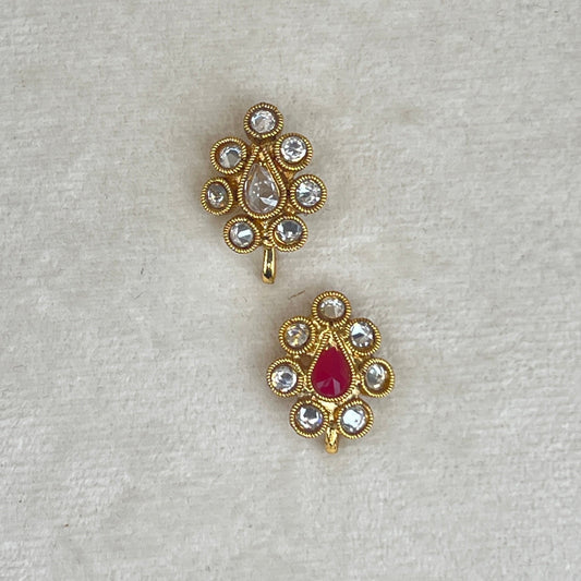 Kundan Clip On Nose Pin