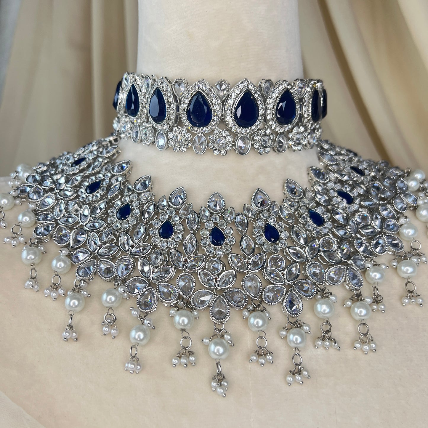 Double Choker Semi Bridal Set