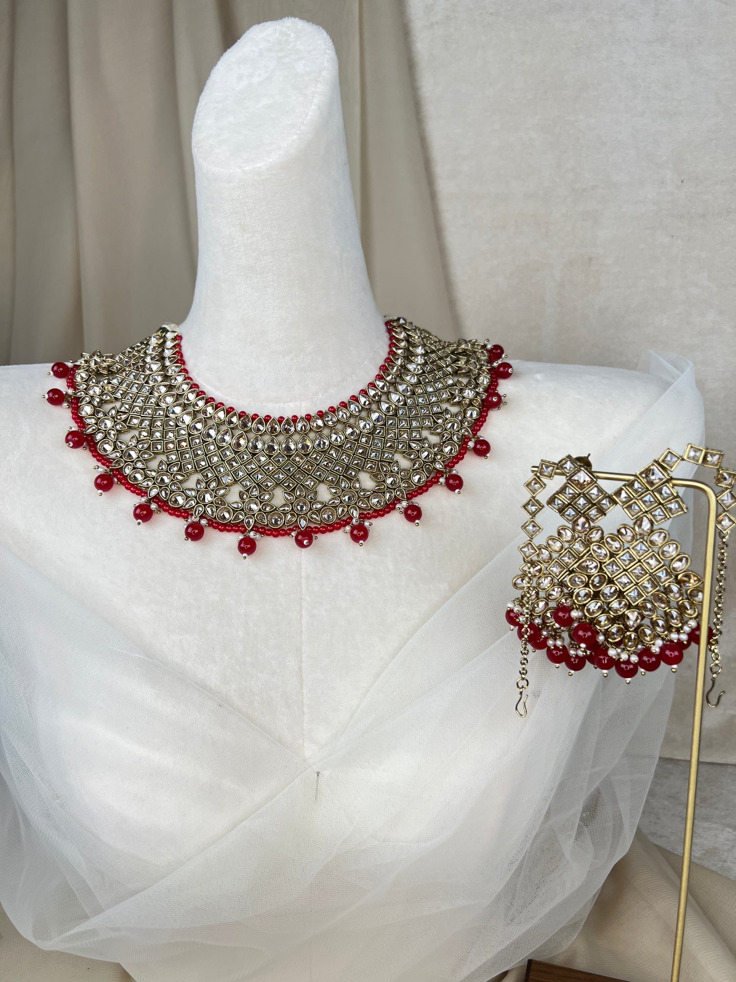 Polki Bib Style Necklace Set