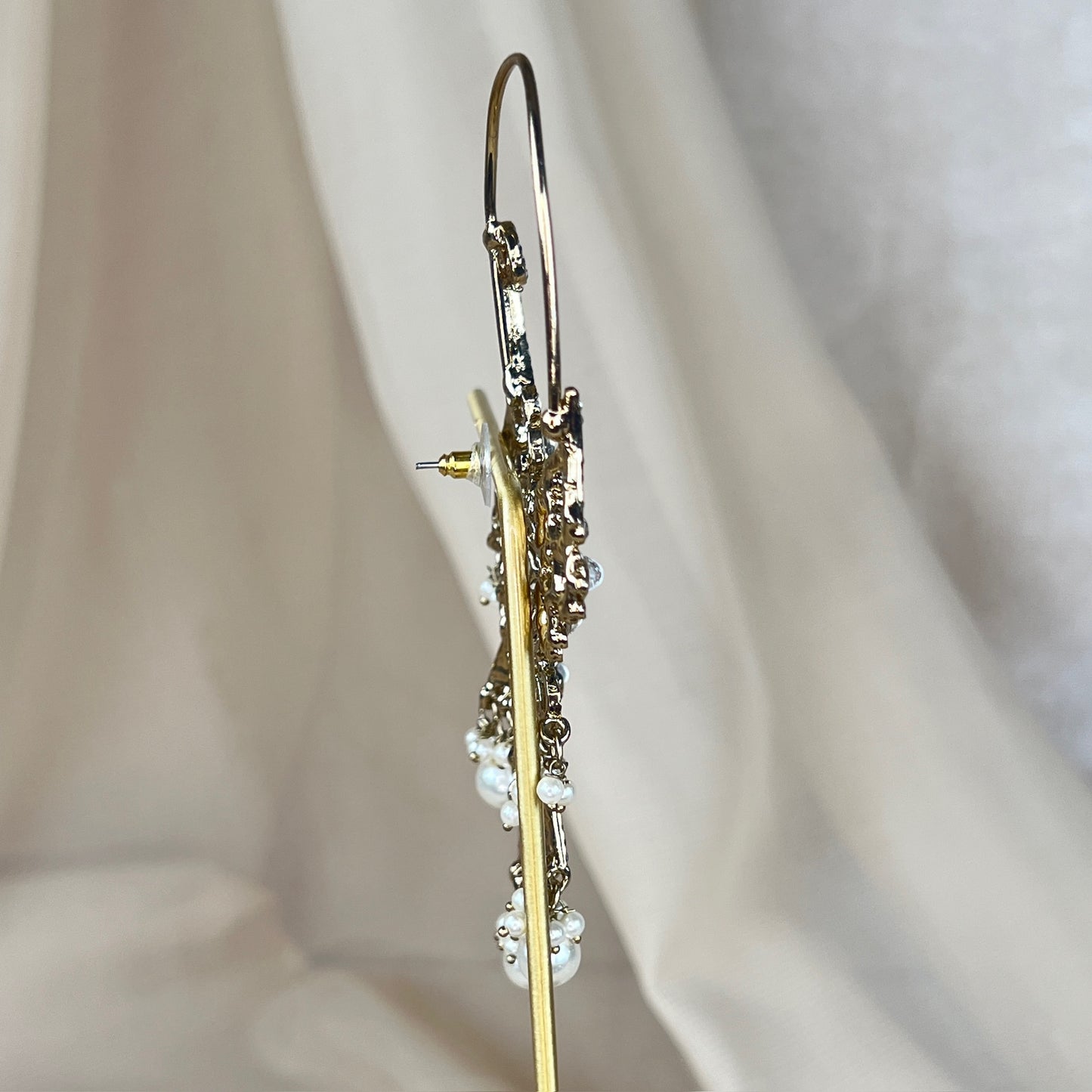 Large White Kundan Ear Cuff Earrings