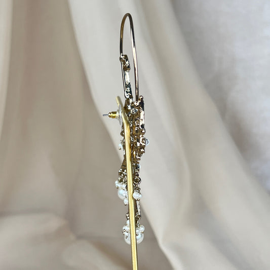 Large White Kundan Ear Cuff Earrings