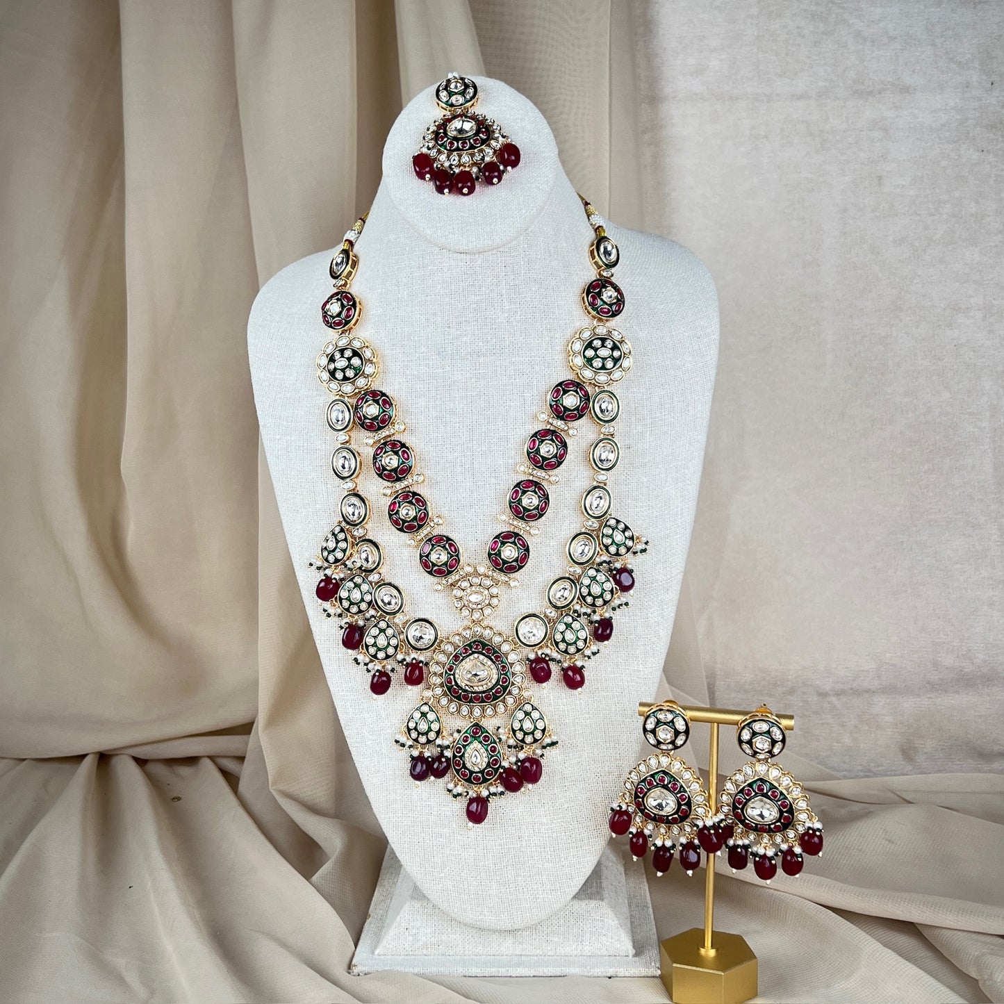 Meena Kari Kundan Long Necklace Set | Mala | Haar