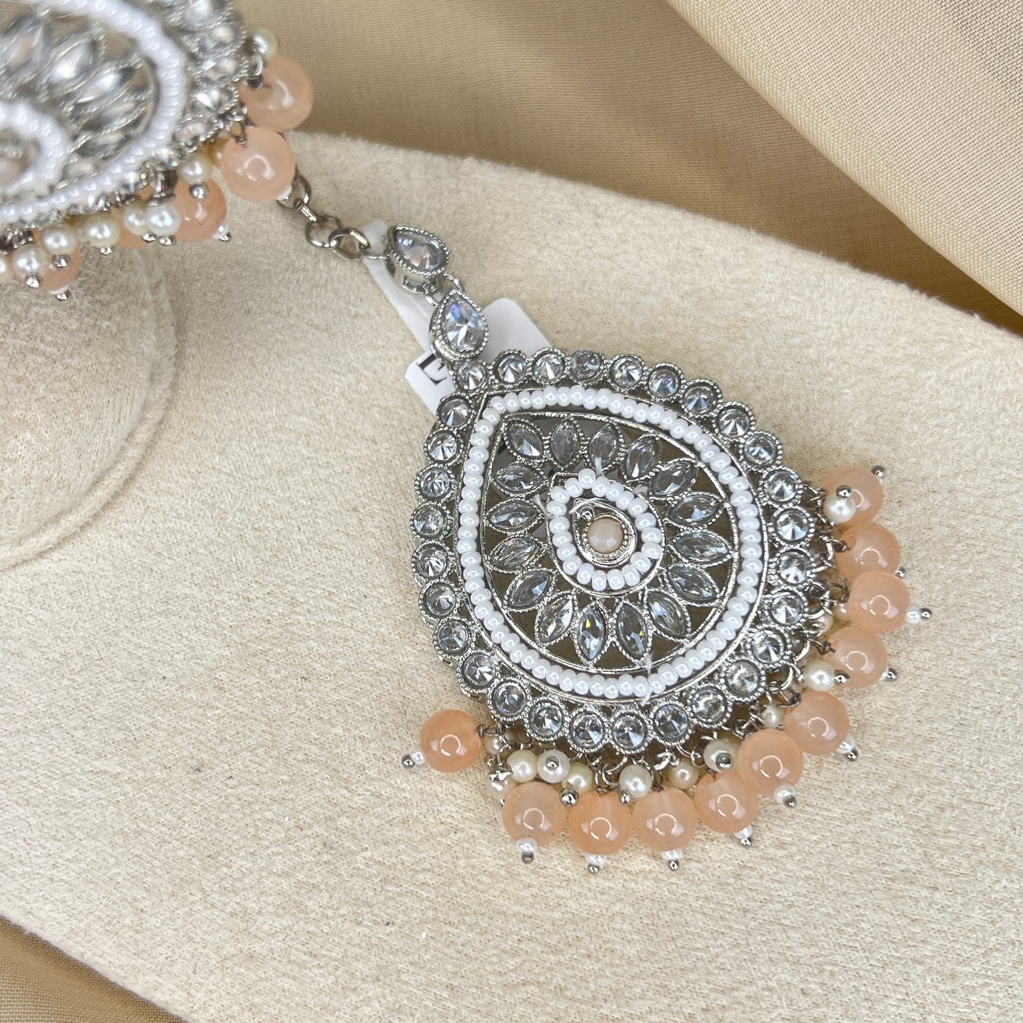 Silver Polki Earring and Tikka Set