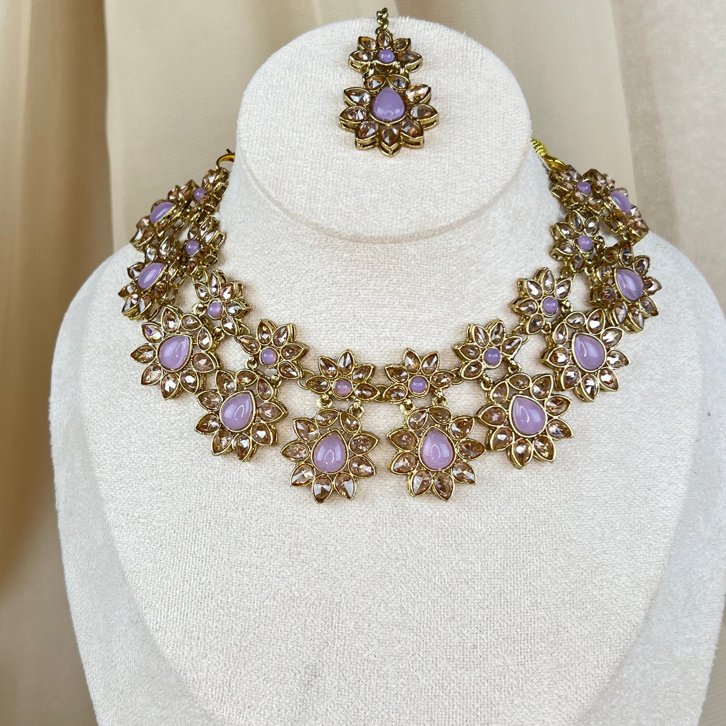 Flower Polki Necklace Set