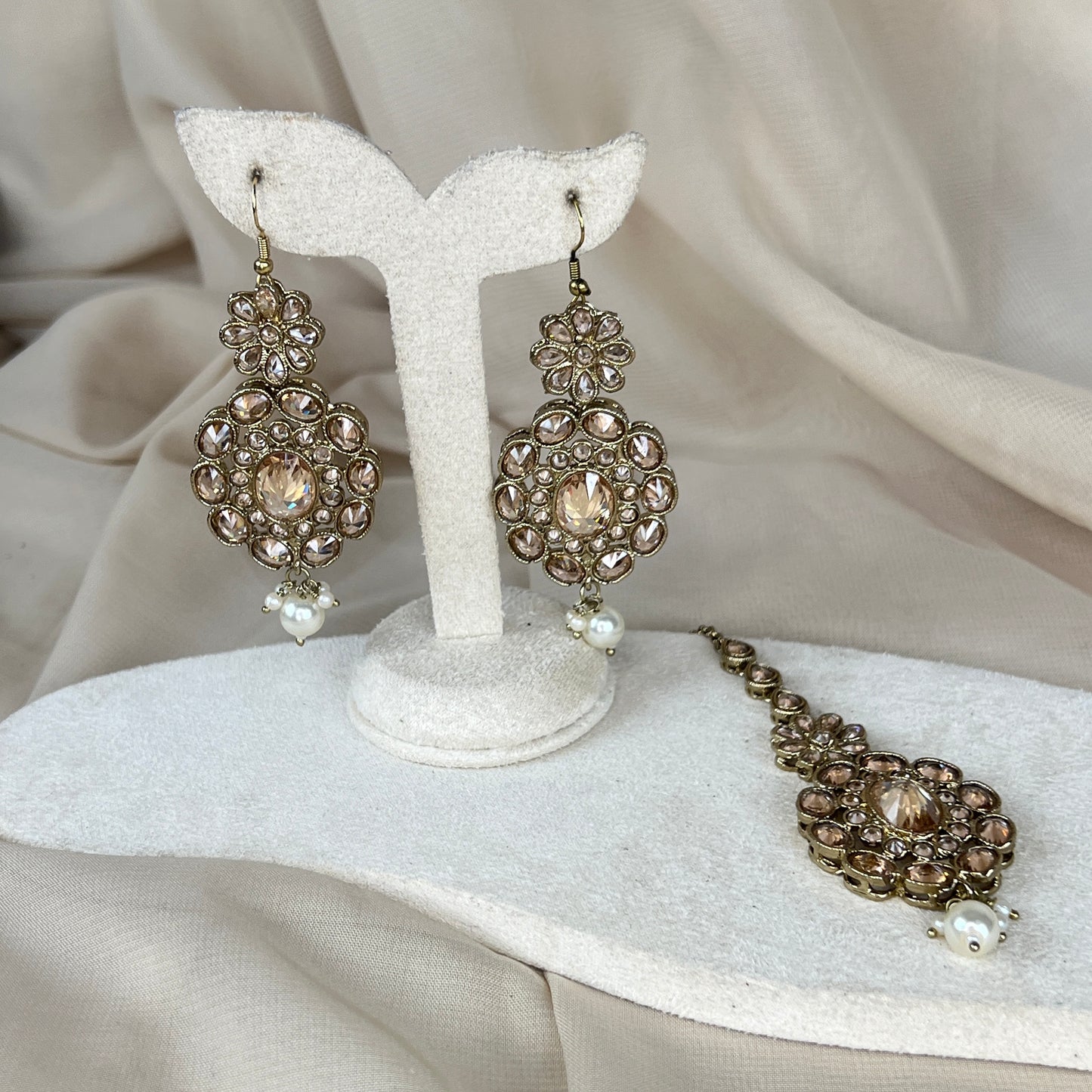 Gold Earring and Tikka Set
