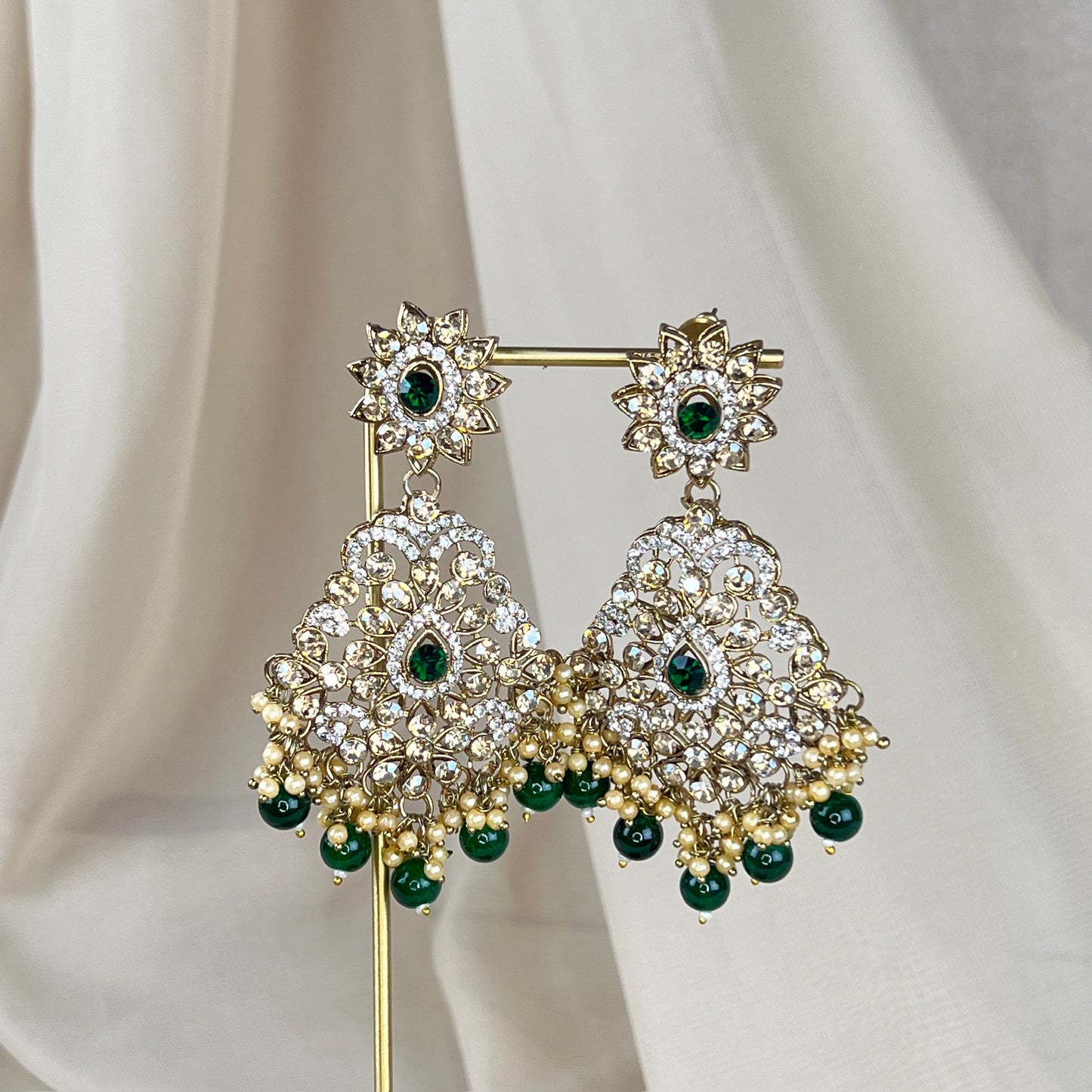 Green & Gold Large Earrings