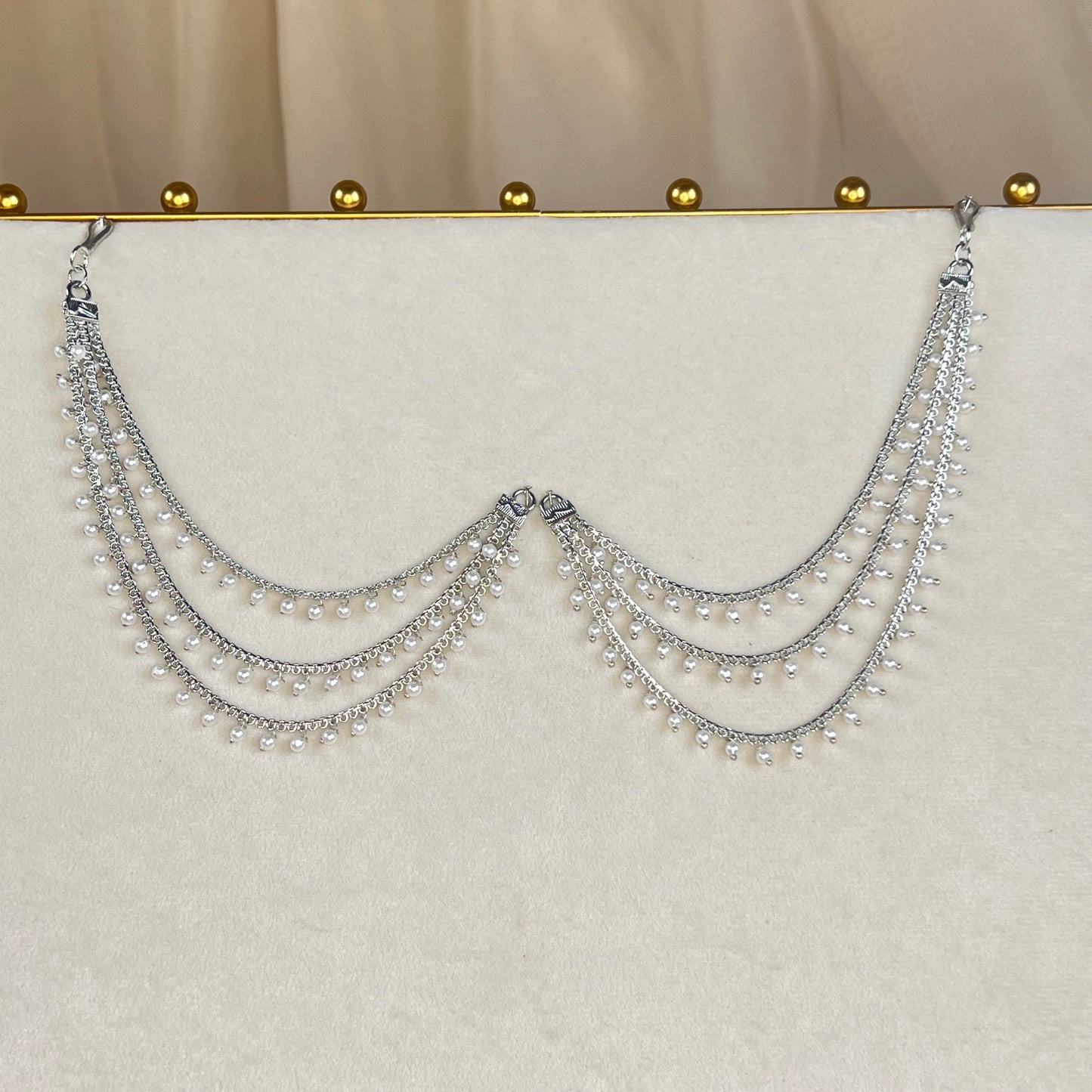 Layered Pearl Attachable Ear Chains | Sahare | Earring Support