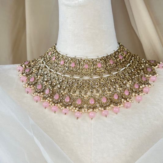 Large Semi Bridal Choker Bib Set