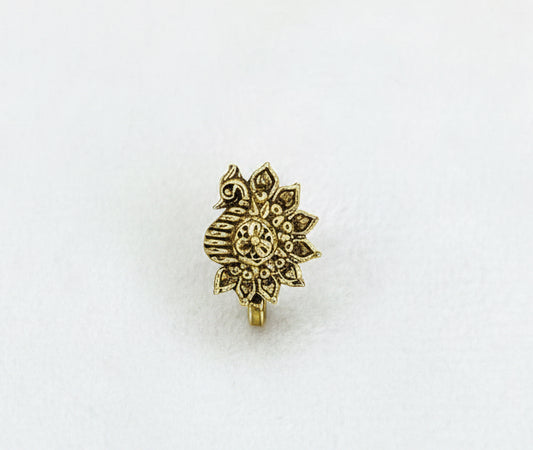 Peacock Gold Clip On Nose Ring