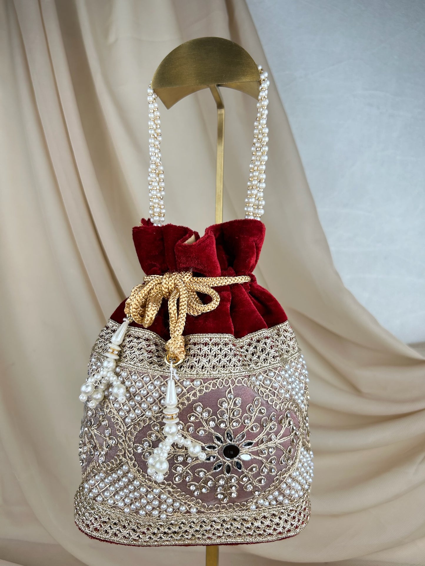 Velvet Embrodiered Potli | Purse