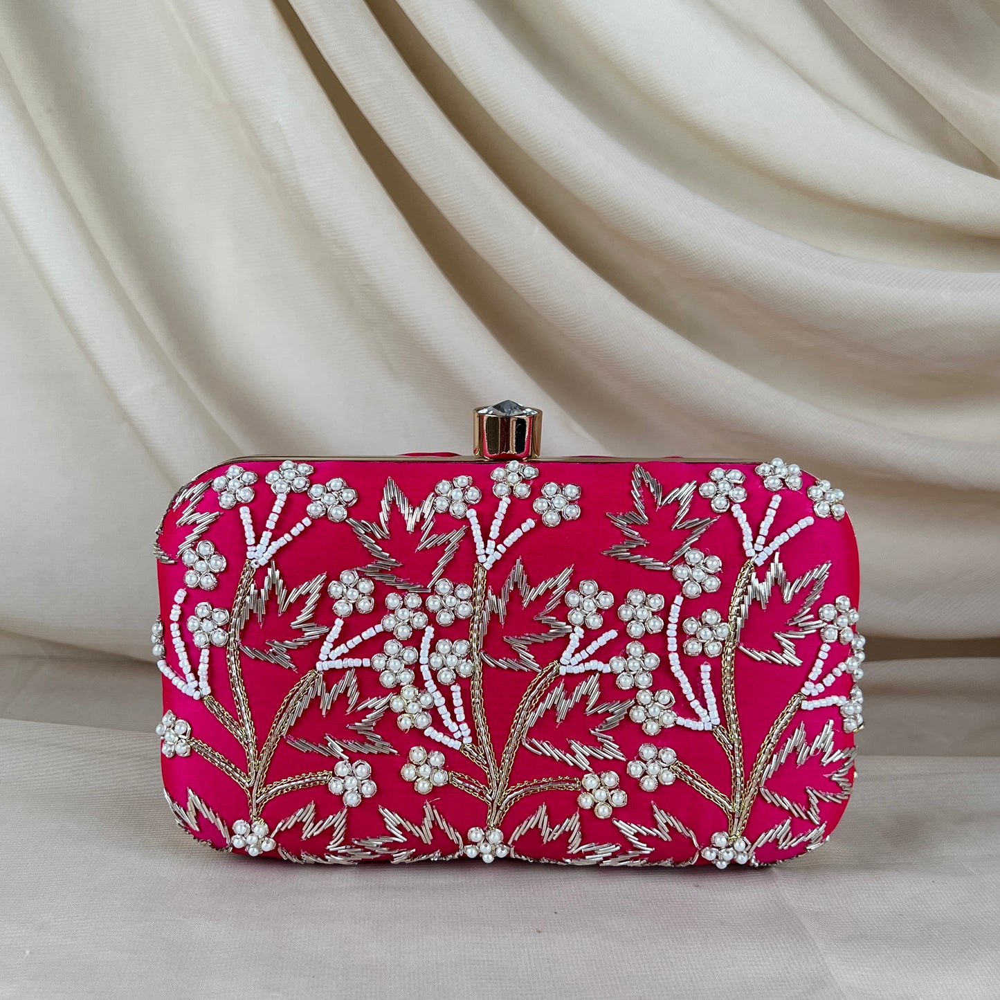 Embroidered Pearl Clutch