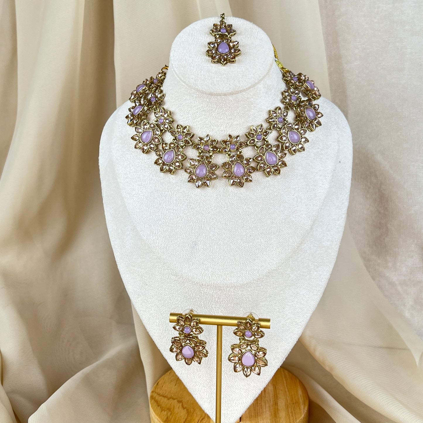 Flower Polki Necklace Set