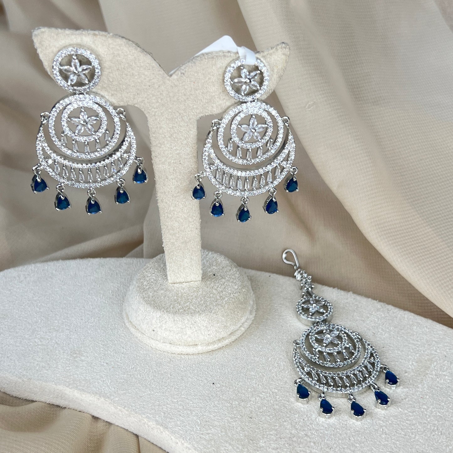 American Diamond | AD | Earring and Tikka Set