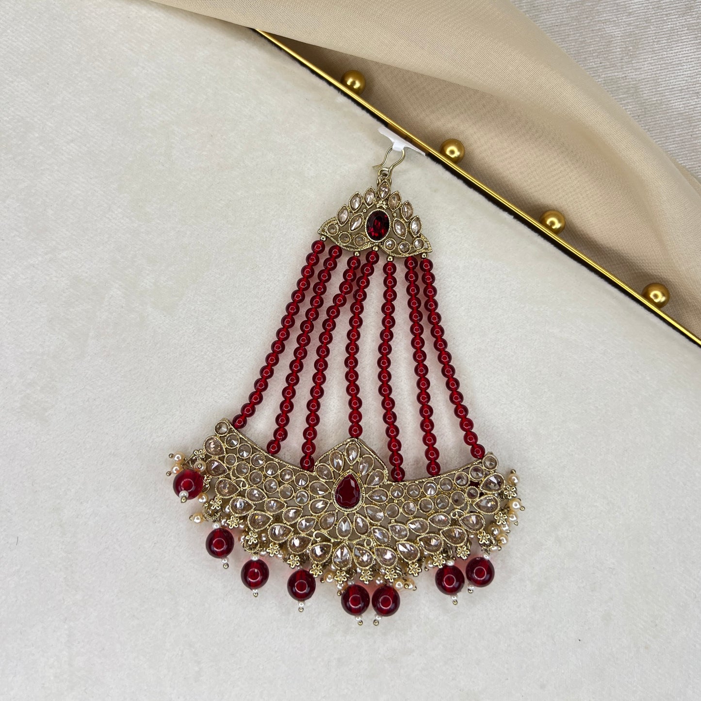 Red Polki Bridal Large Jhoomar