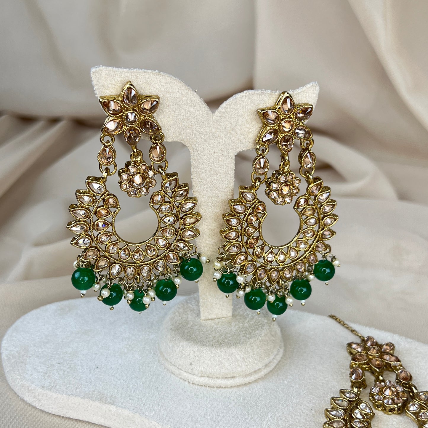 Oversized Polki Earring and Tikka Set