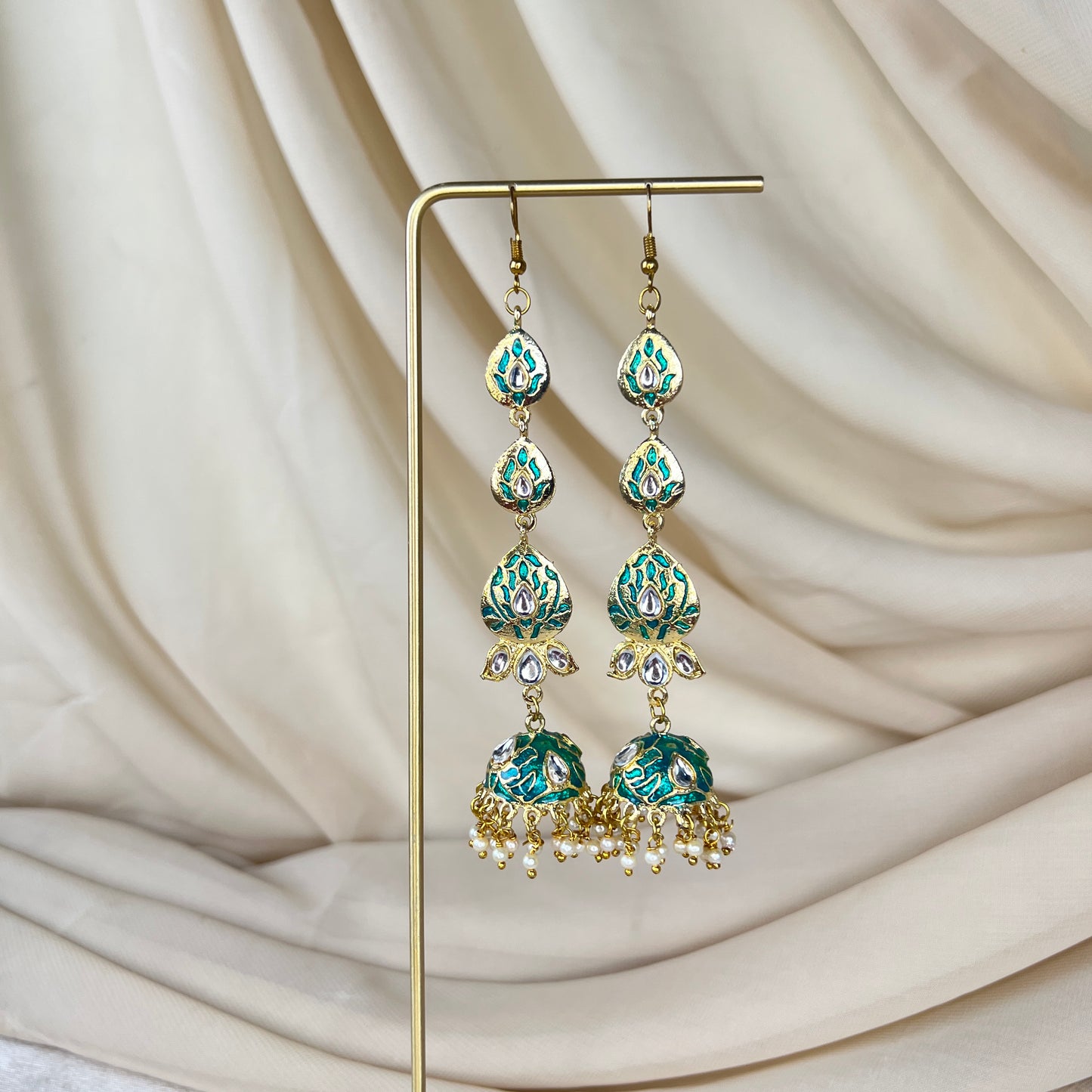 Lightweight Long Meenakari Jhumka