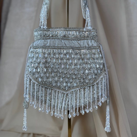 Silver Beaded Potli | Purse