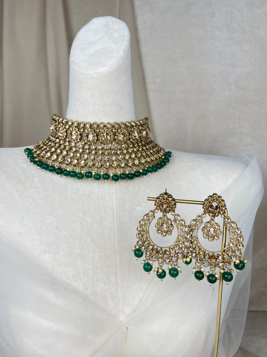 Emerald Semi Bridal Choker Set