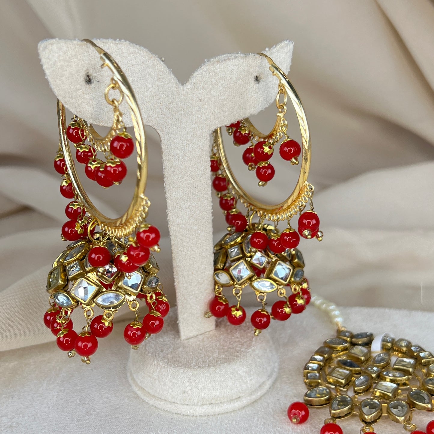 Kundan Jhumka Bali Earring and Tikka Set
