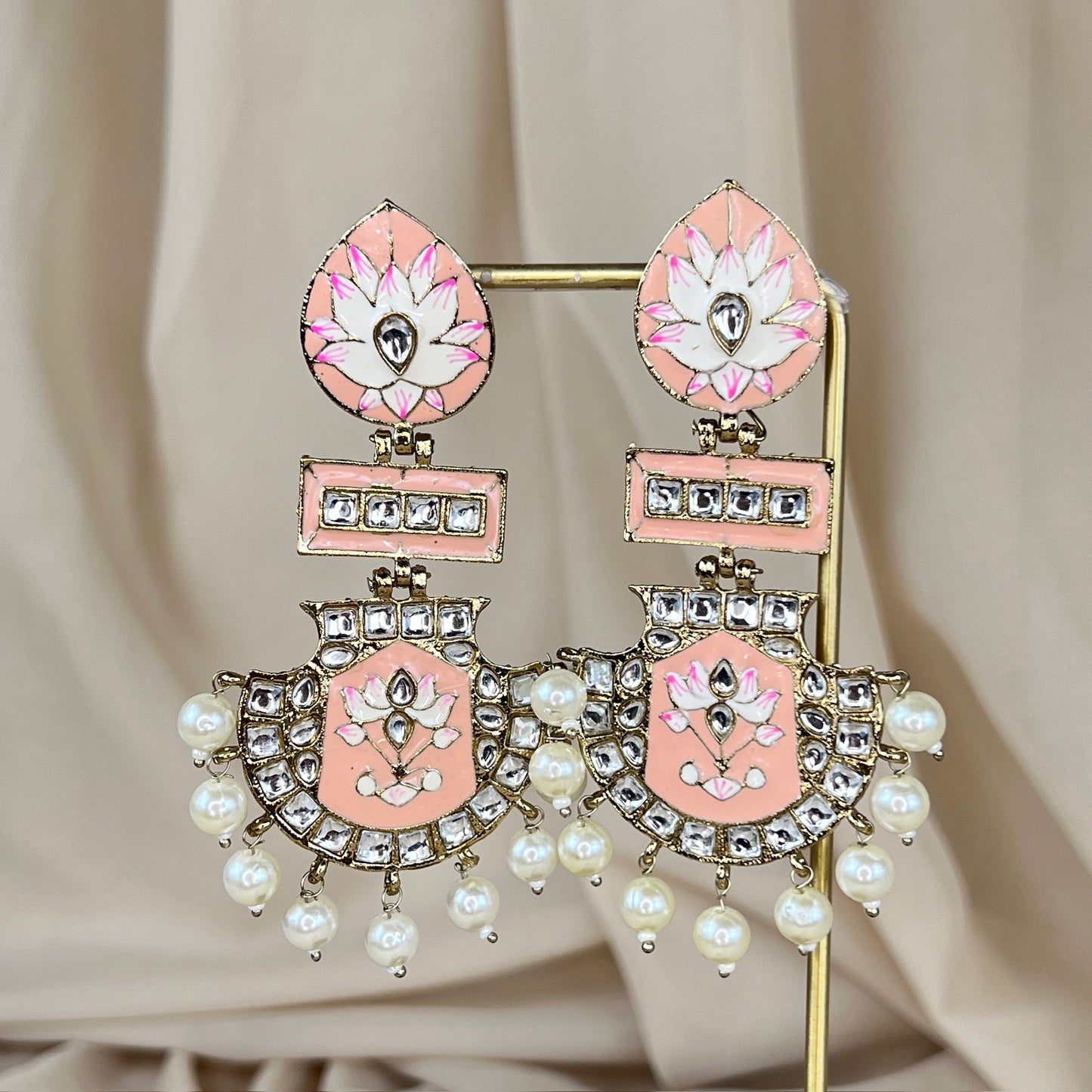 Meena Kari Pink Pearl Earrings