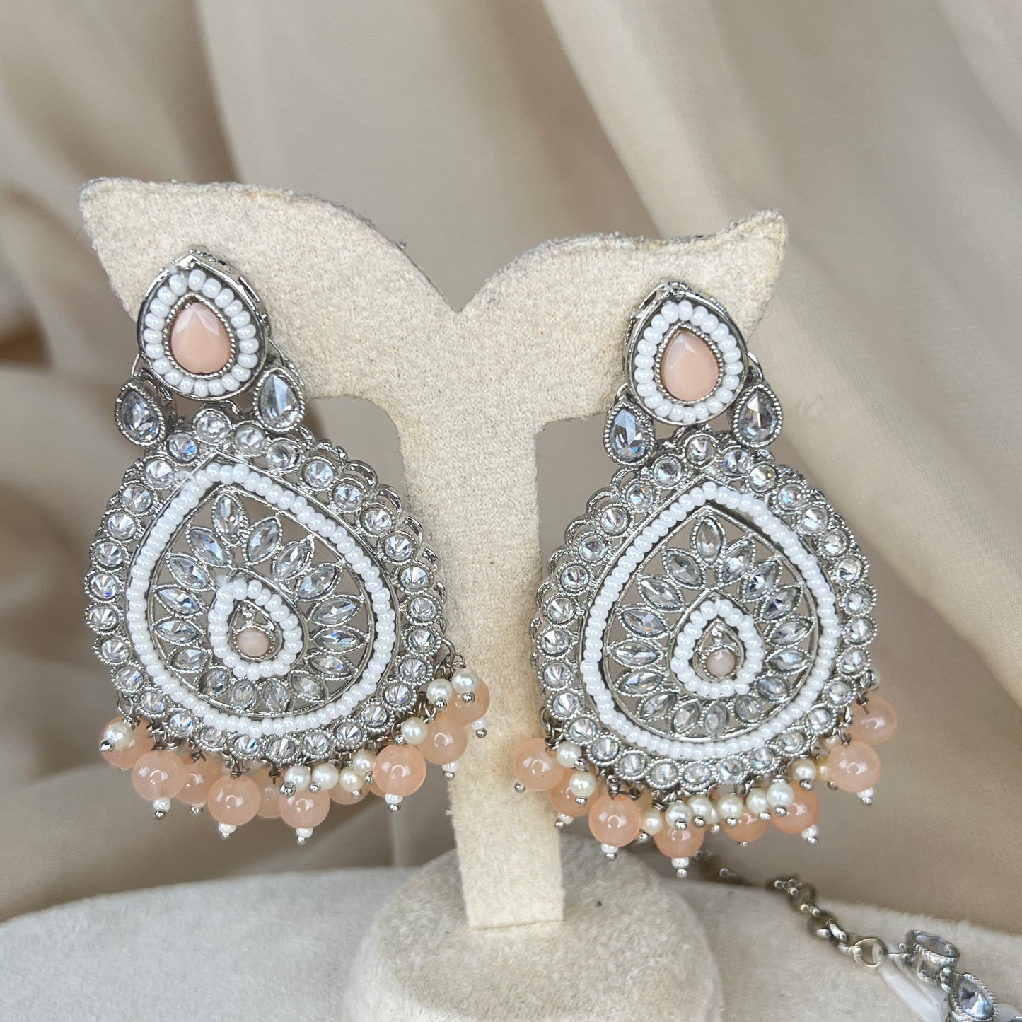 Silver Polki Earring and Tikka Set