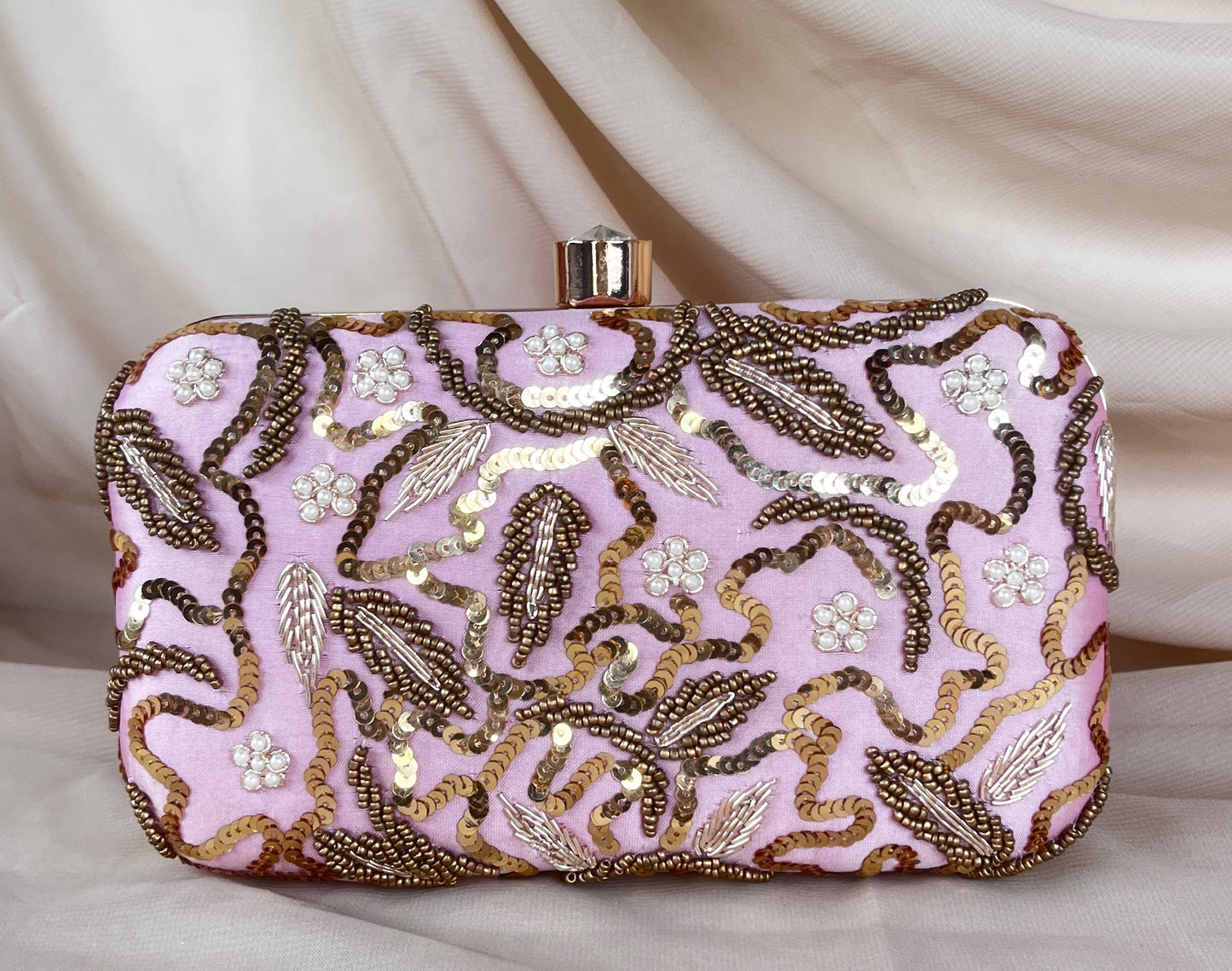 Embroidered Pearl Clutch