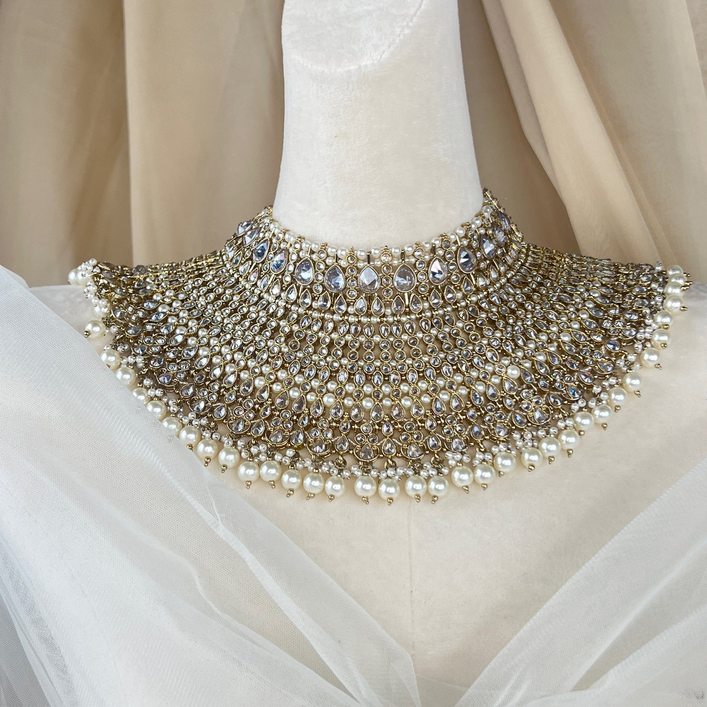 Large Semi Bridal Choker Bib Set