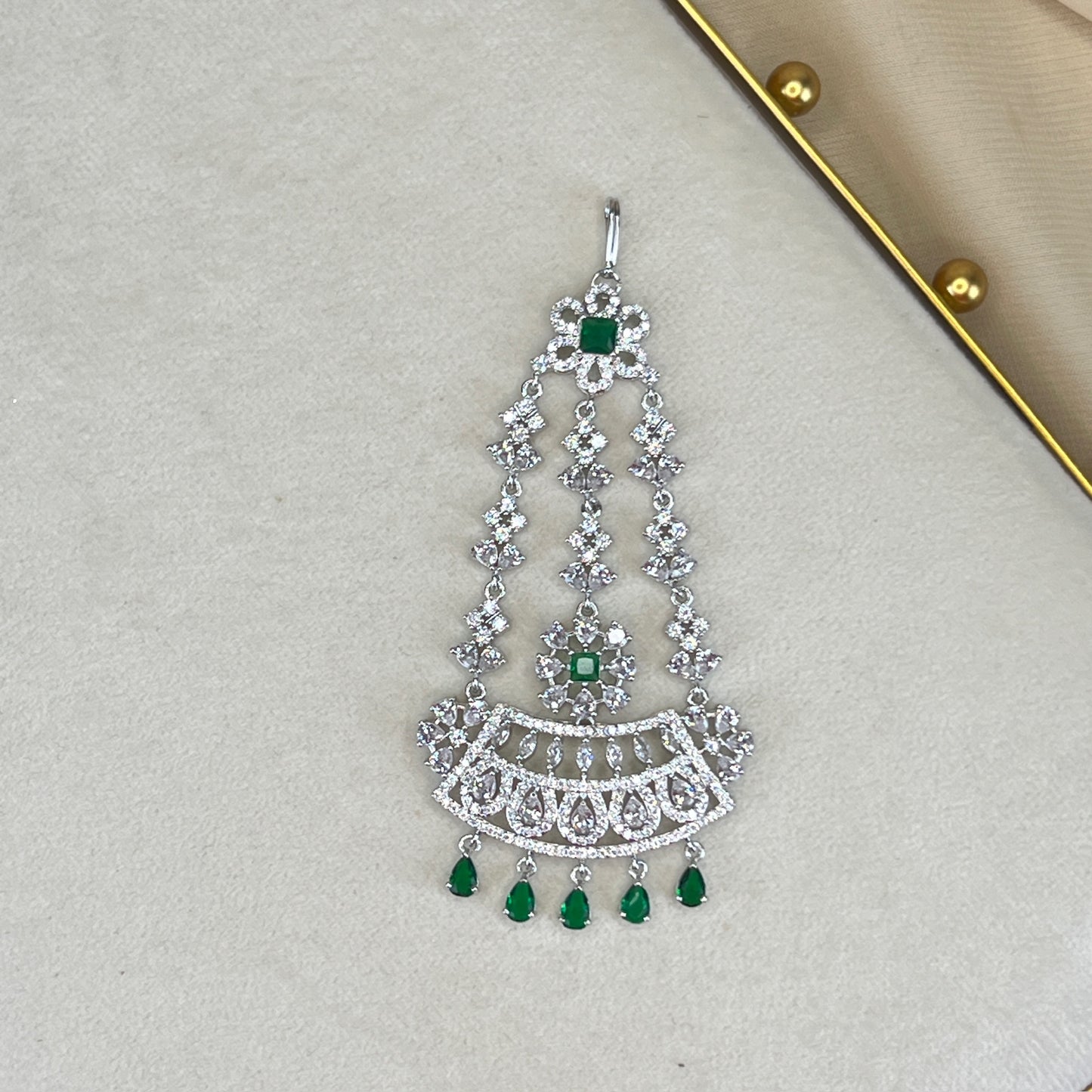 American Diamond | AD | Silver Jhoomar | Jhapta | Side Tikka