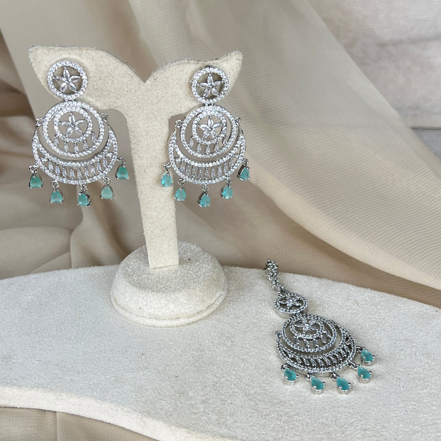 American Diamond | AD | Earring and Tikka Set