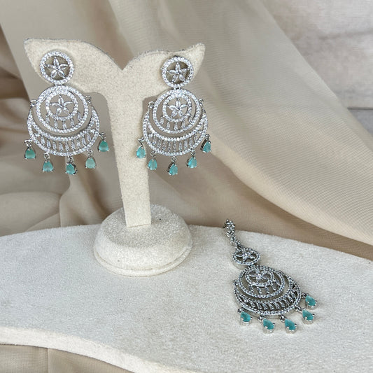 American Diamond | AD | Earring and Tikka Set