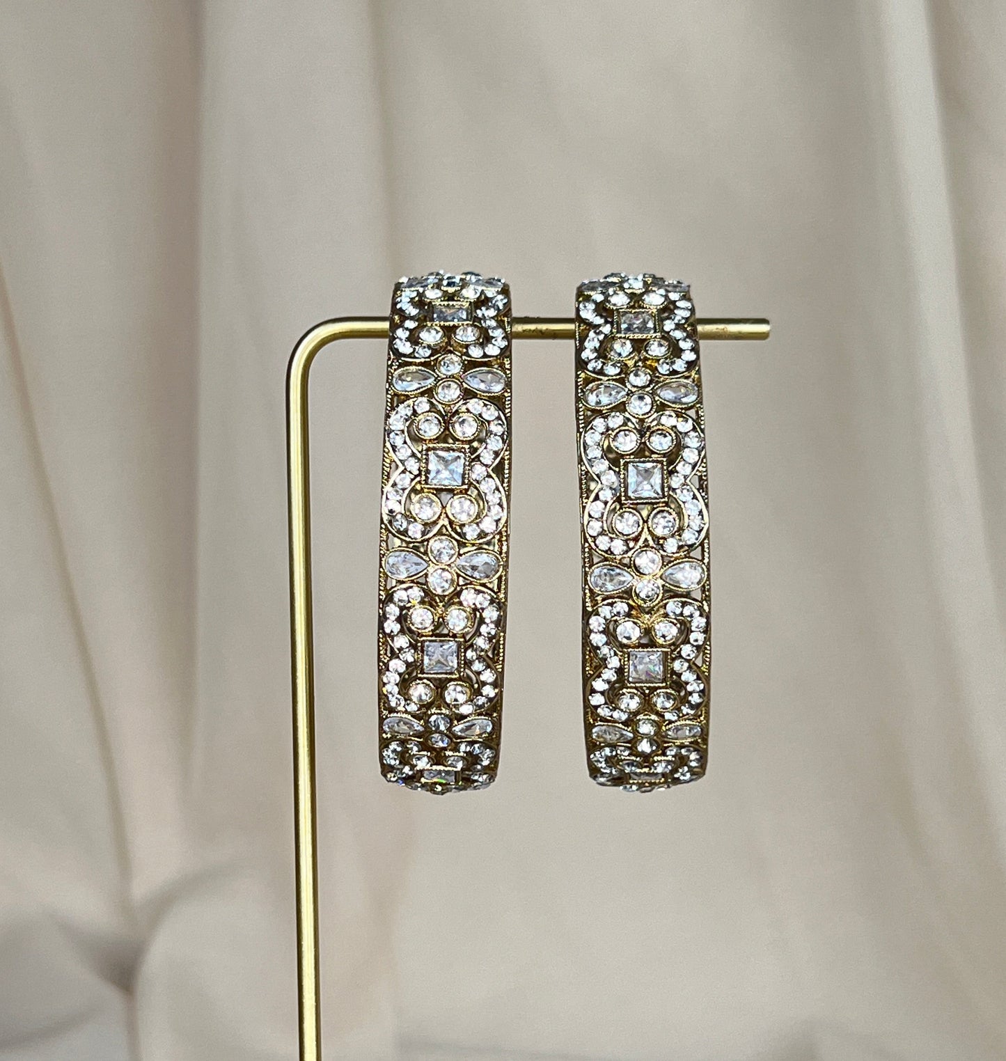 White Polki Bangle | Kada Pair