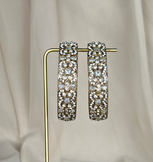 White Polki Bangle | Kada Pair