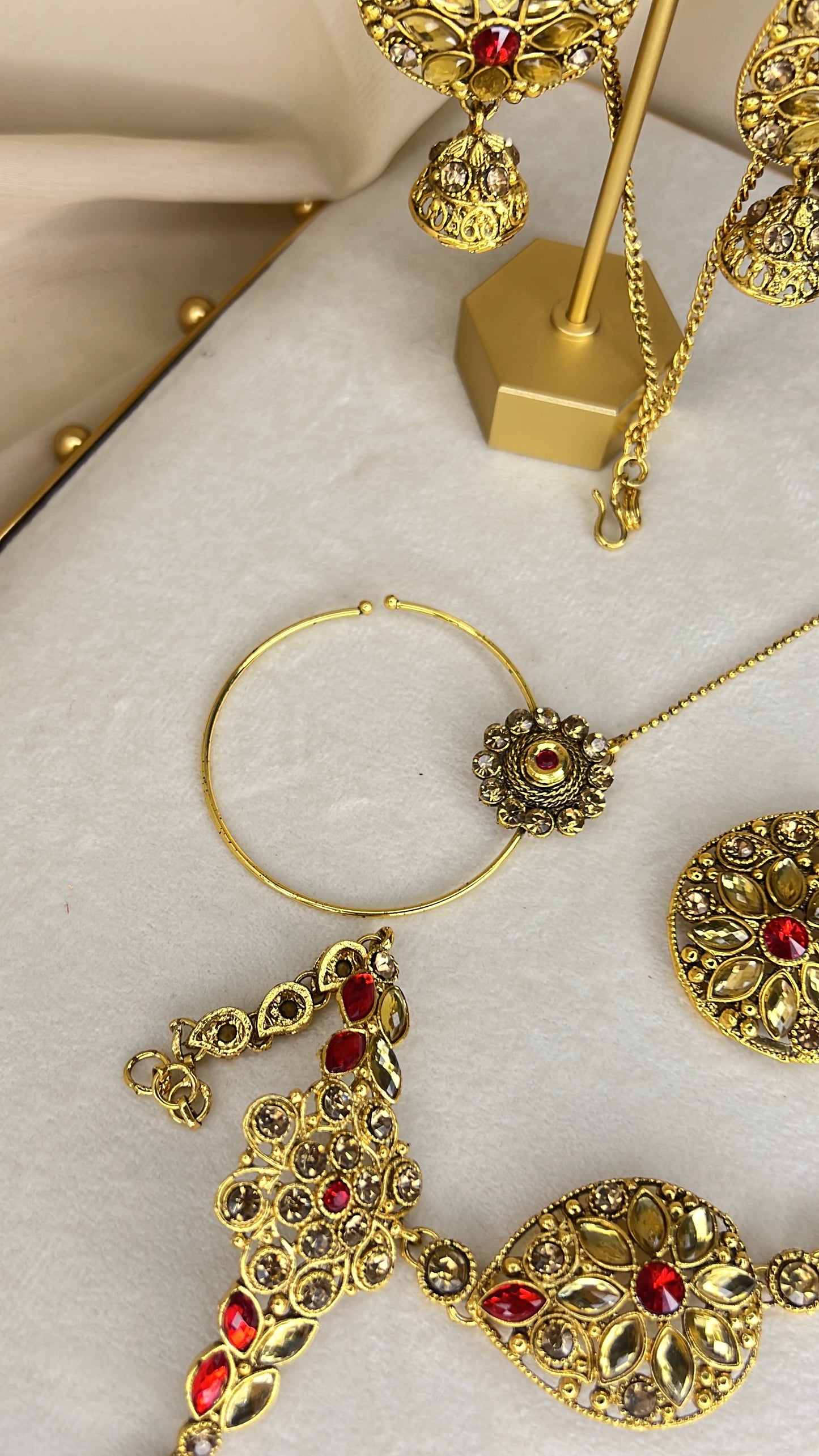 Traditional Gold and Red Bridal Set