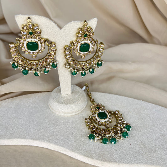 Polki Oversized Earring & Tikka Set