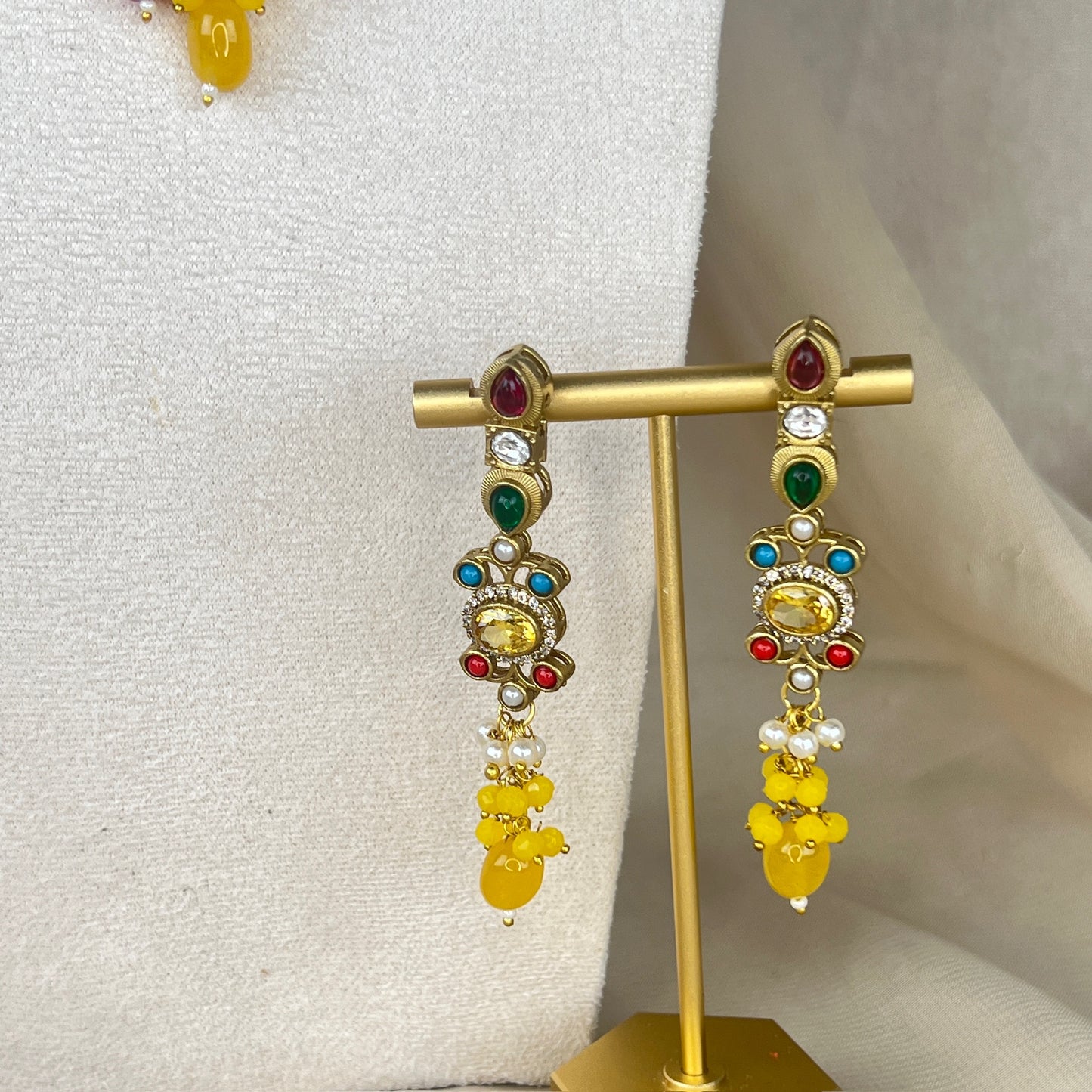 Victorian Kundan Multicolor Necklace Set w/Earrings