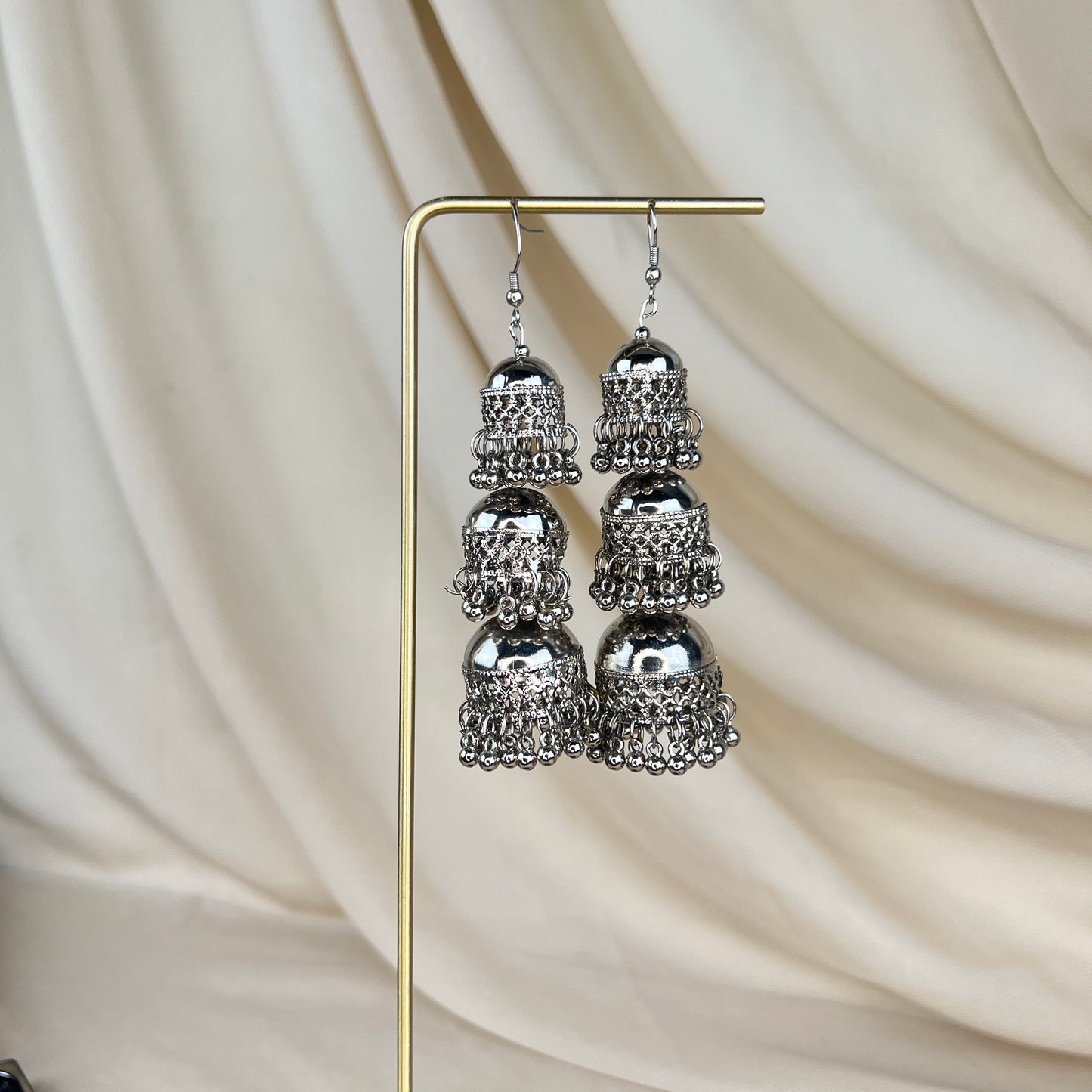 3 Tiered Jhumka Earrings