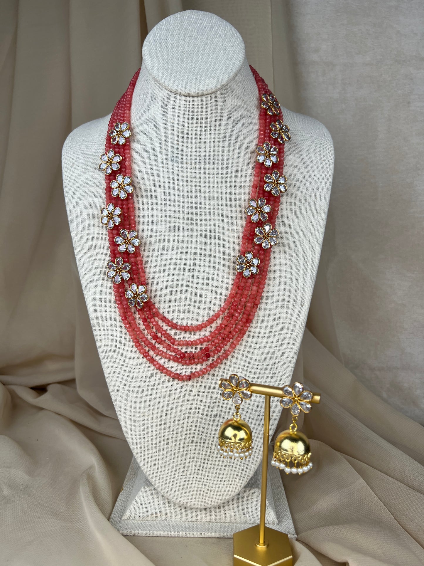 Flower Bead Layered Necklace Mala | Haar